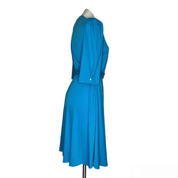 ANTHONY RICHARDS Blue Shirtwaist Dress Belted Elastic Waist Stretchy Size 6P 4P - Picture 3 of 9